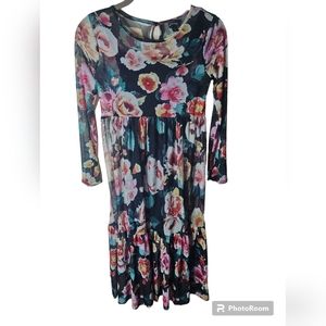 Art Class women's black floral meshed overlay midi dress size M